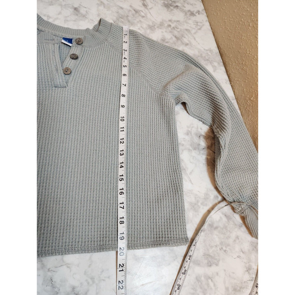Old Navy Women's Blue Gray Long Sleeve Thermal‎ Henley Pullover Sweater Size S - Picture 6 of 6